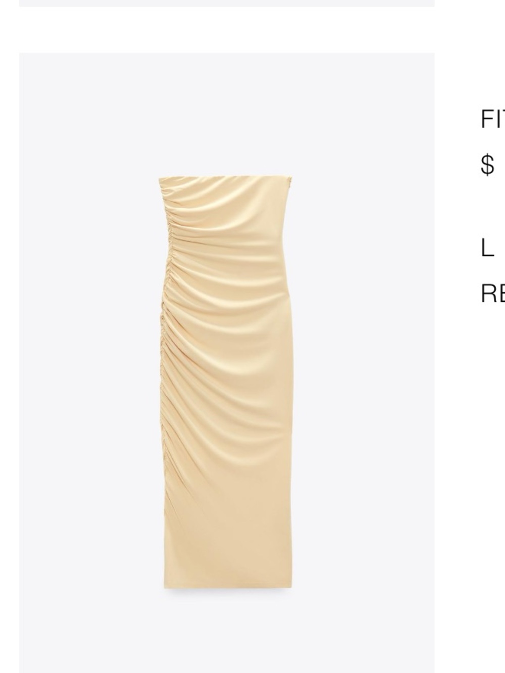 Zara Strapless Ruched Maxi Skirt in Pale Yellow